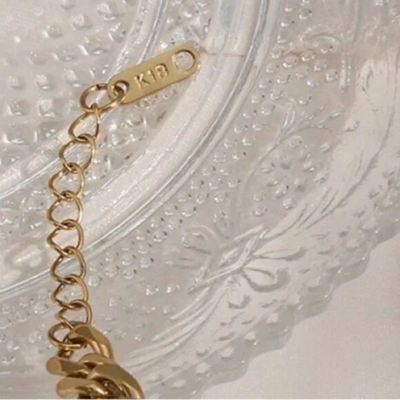 New Chunky 18k Gold Plated Cuban Chain Black Shell Bracelet - Picture 6 of 12